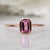 14kt Rodolite Garnet Baguette Ring