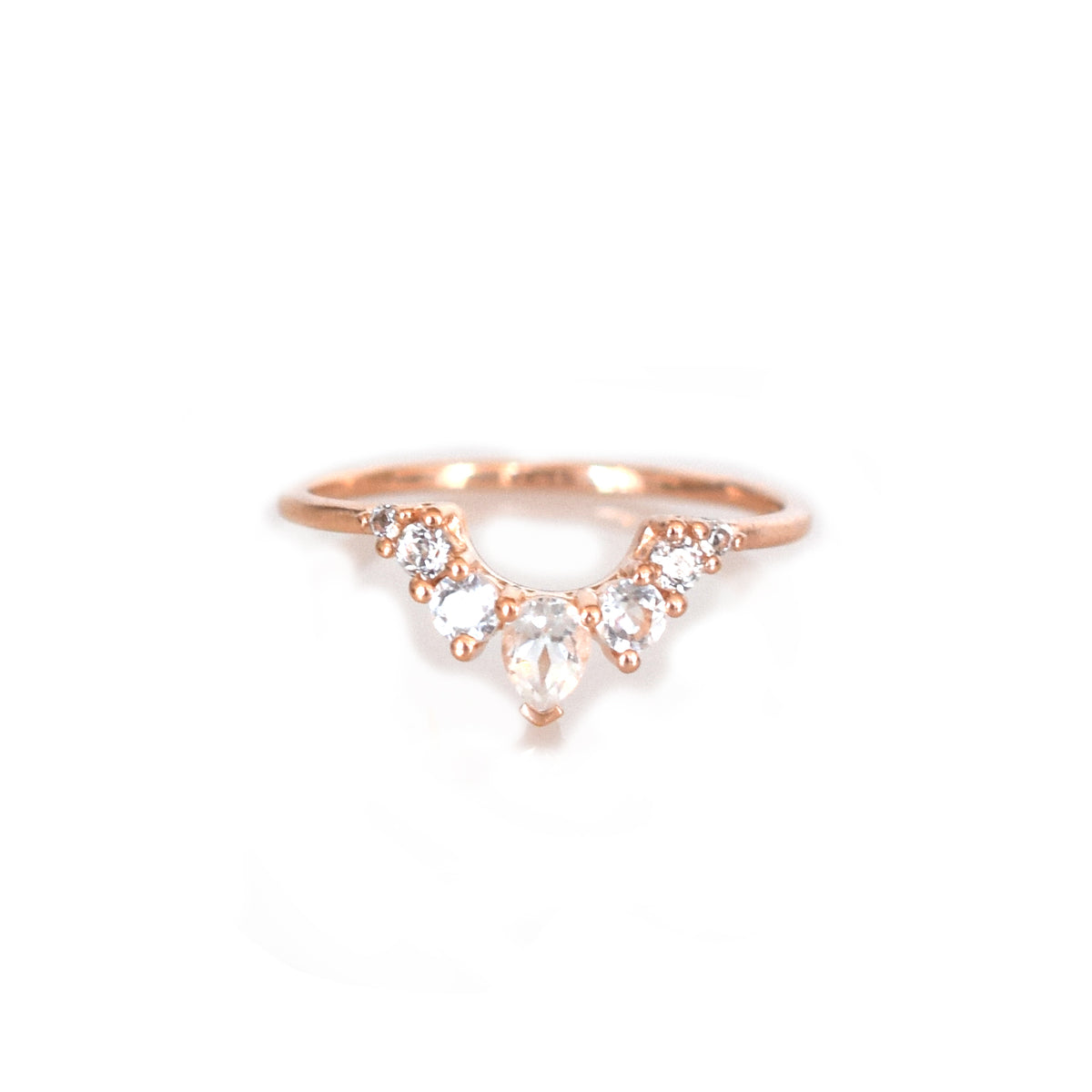 Rose Gold White Topaz Angels Arc Ring