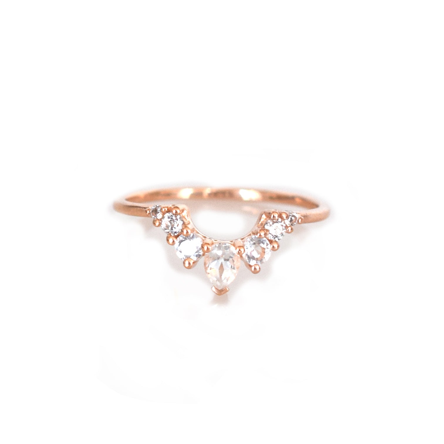 Rose Gold White Topaz Angels Arc Ring