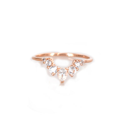 Rose Gold White Topaz Angels Arc Ring