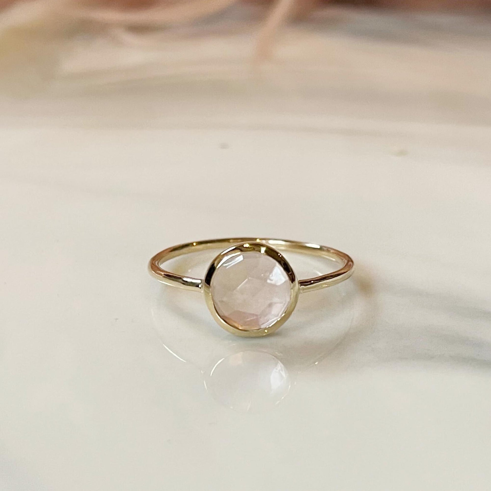 14kt Gold Rose Quartz GumDrop Ring