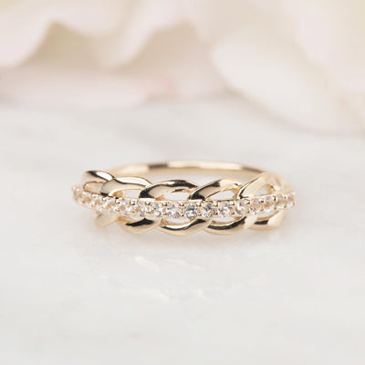Solid Gold Sapphire Love Chain Ring