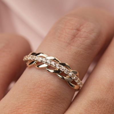 Solid Gold Sapphire Love Chain Ring