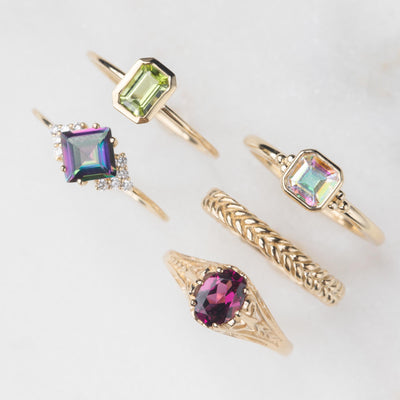 14kt Mystic Topaz Shield Ring