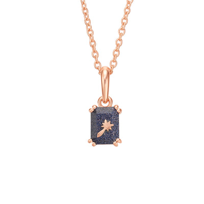 Rose Gold Sunstone & Black Onyx Wish Upon A Shooting Star Pendant