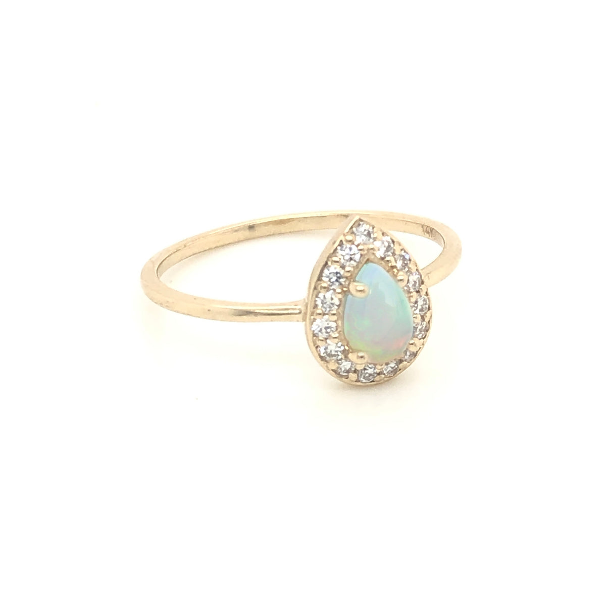 14kt Opal & Diamond Regal Droplet Ring