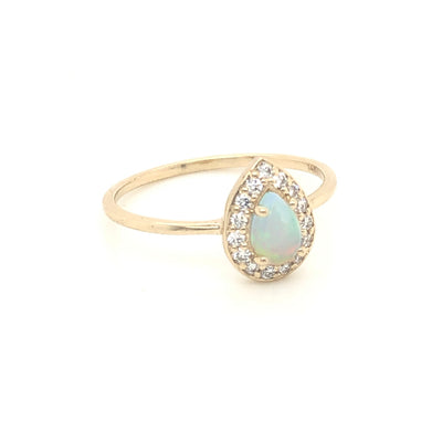 14kt Opal & Diamond Regal Droplet Ring