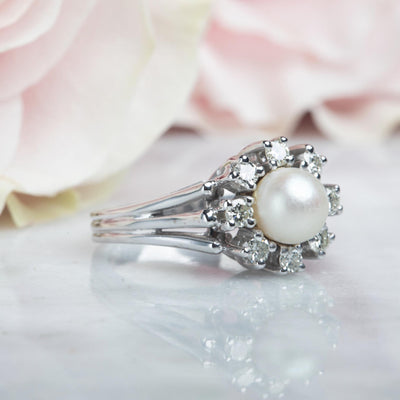 Vintage Pearl & Diamond Engelberg Ring