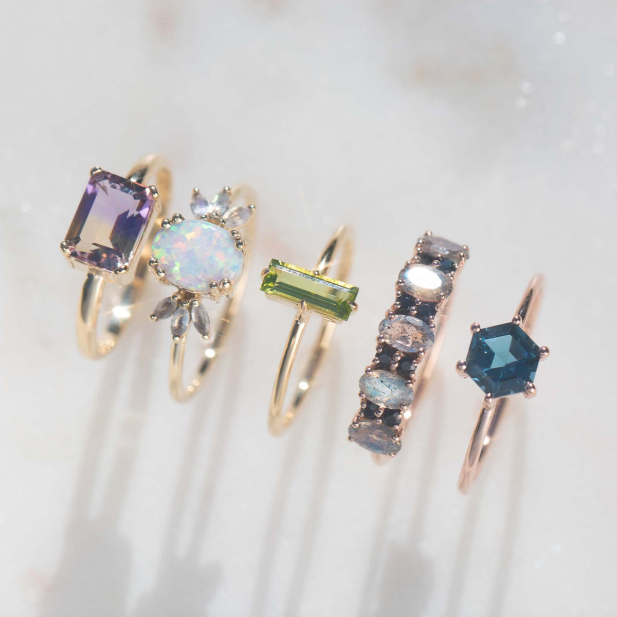 Solid Rose Gold London Blue Topaz Midnight Ring