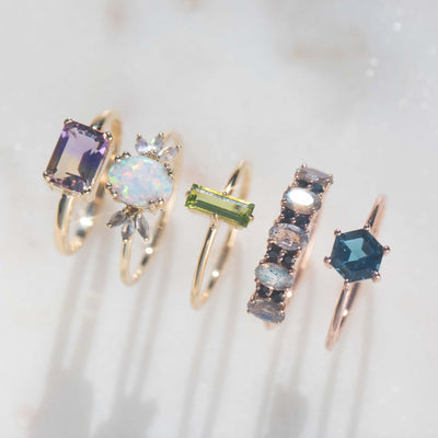 Solid Rose Gold London Blue Topaz Midnight Ring