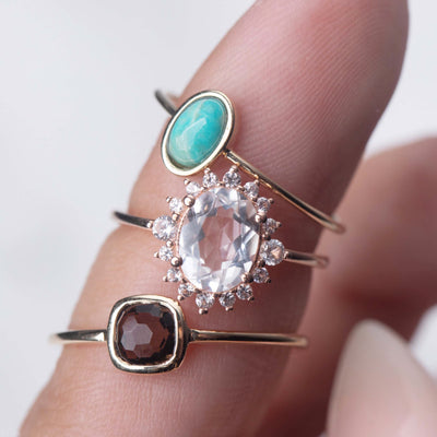 Solid Gold Mona Lisa Turquoise Ring