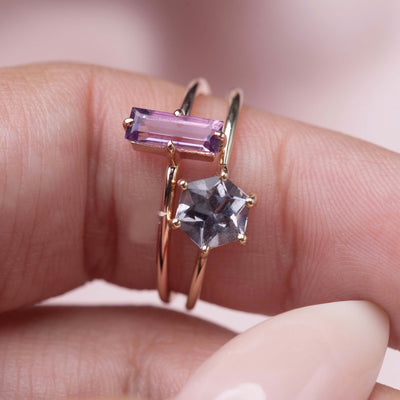 Solid Gold Icy Blue Spinel Ammil Ring