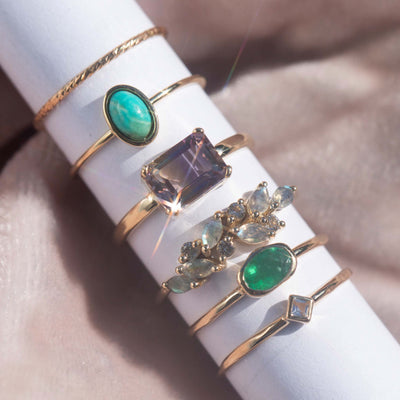 Solid Gold Emerald Verte Ring