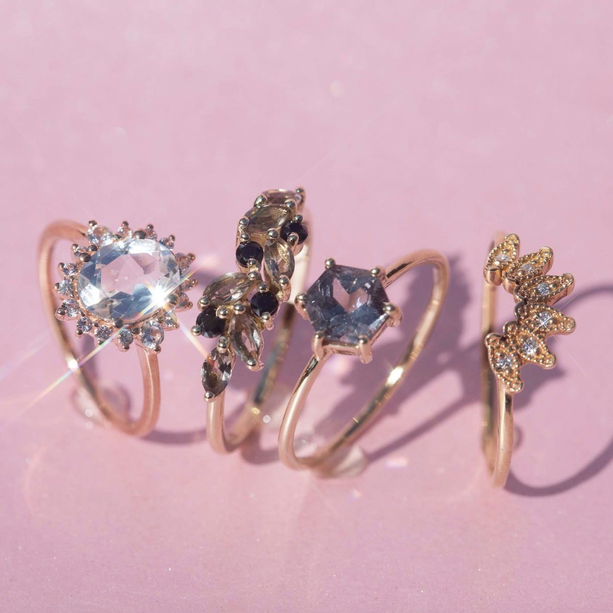 Solid Gold Icy Blue Spinel Ammil Ring