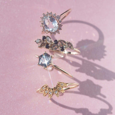Solid Gold Icy Blue Spinel Ammil Ring