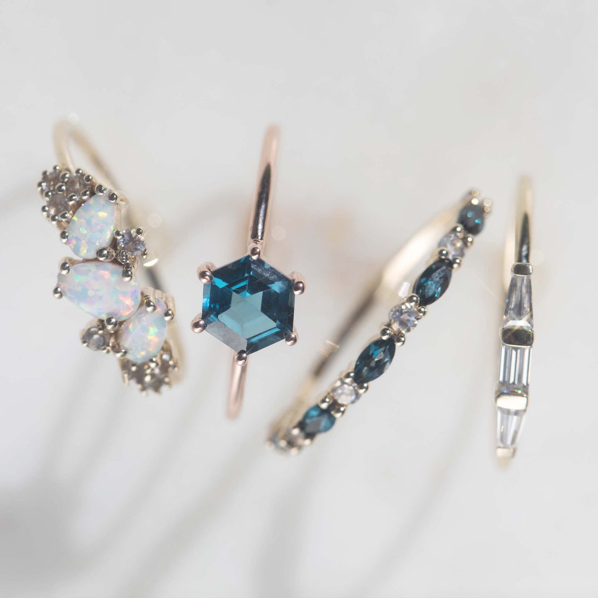 Solid Rose Gold London Blue Topaz Midnight Ring