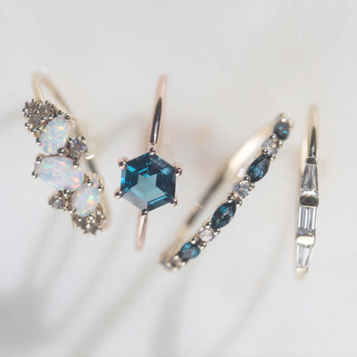 Solid Rose Gold London Blue Topaz Midnight Ring