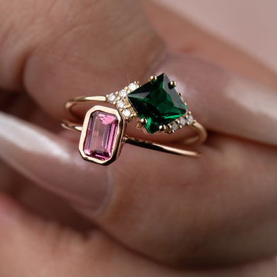 14kt Rodolite Garnet Baguette Ring