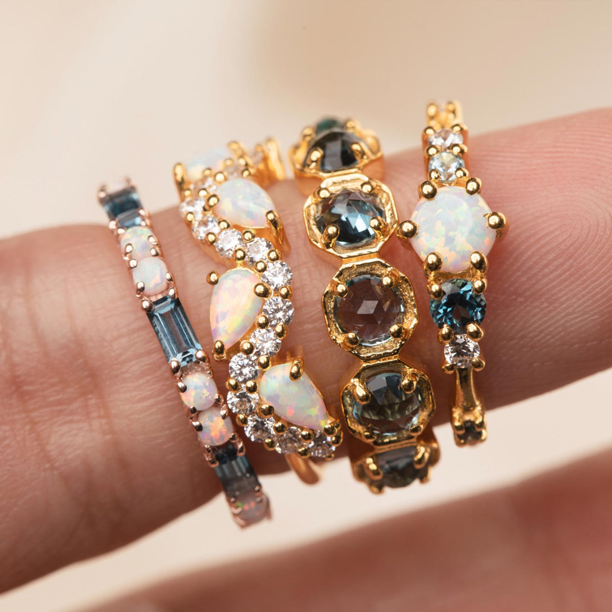 Rose Cut London Blue Topaz Prism Ring