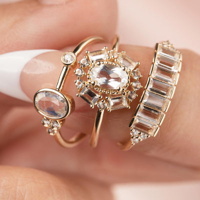 Solid Gold Diamond & Topaz Arch of Dreams Ring
