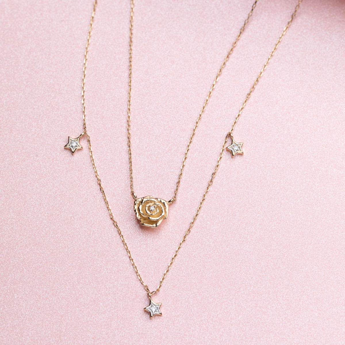 14kt Gold Diamond Rose Pendant
