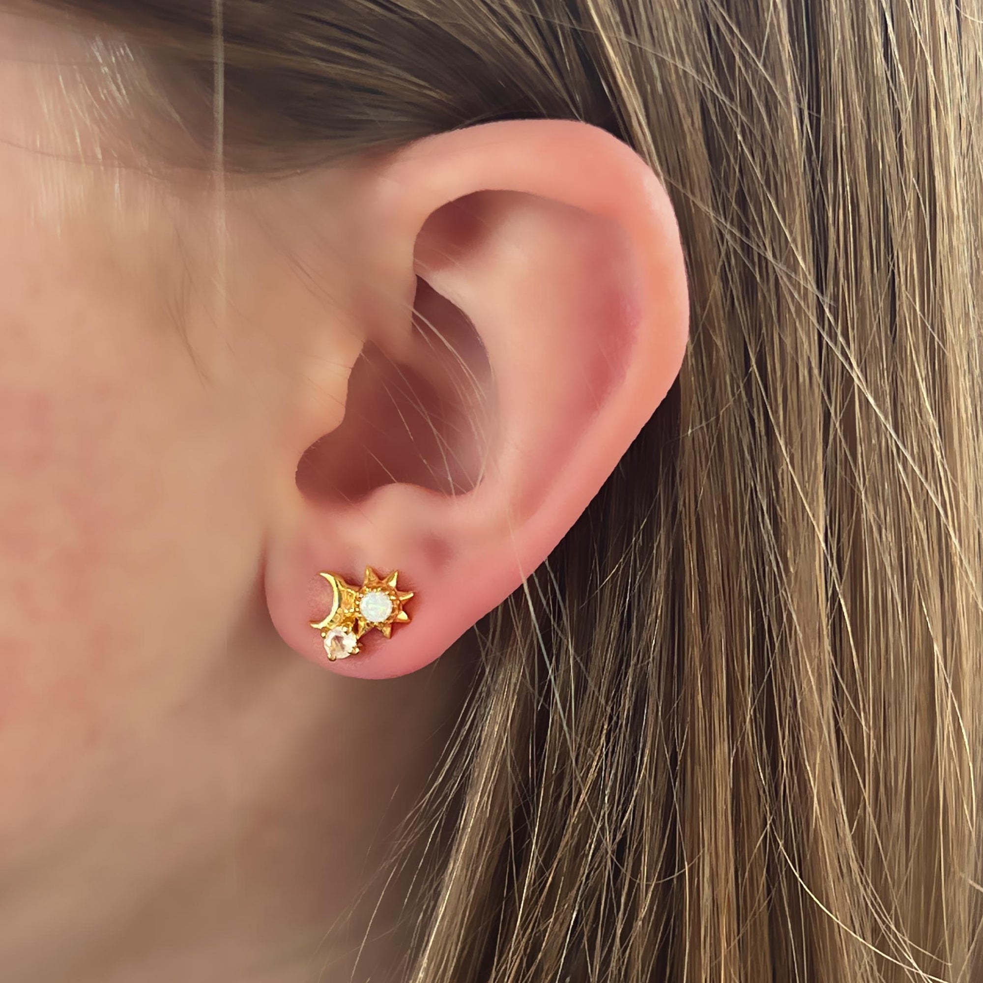 CROSSING STAR & MOON DIAMOND EARRINGS | settannimacchineagricole.it