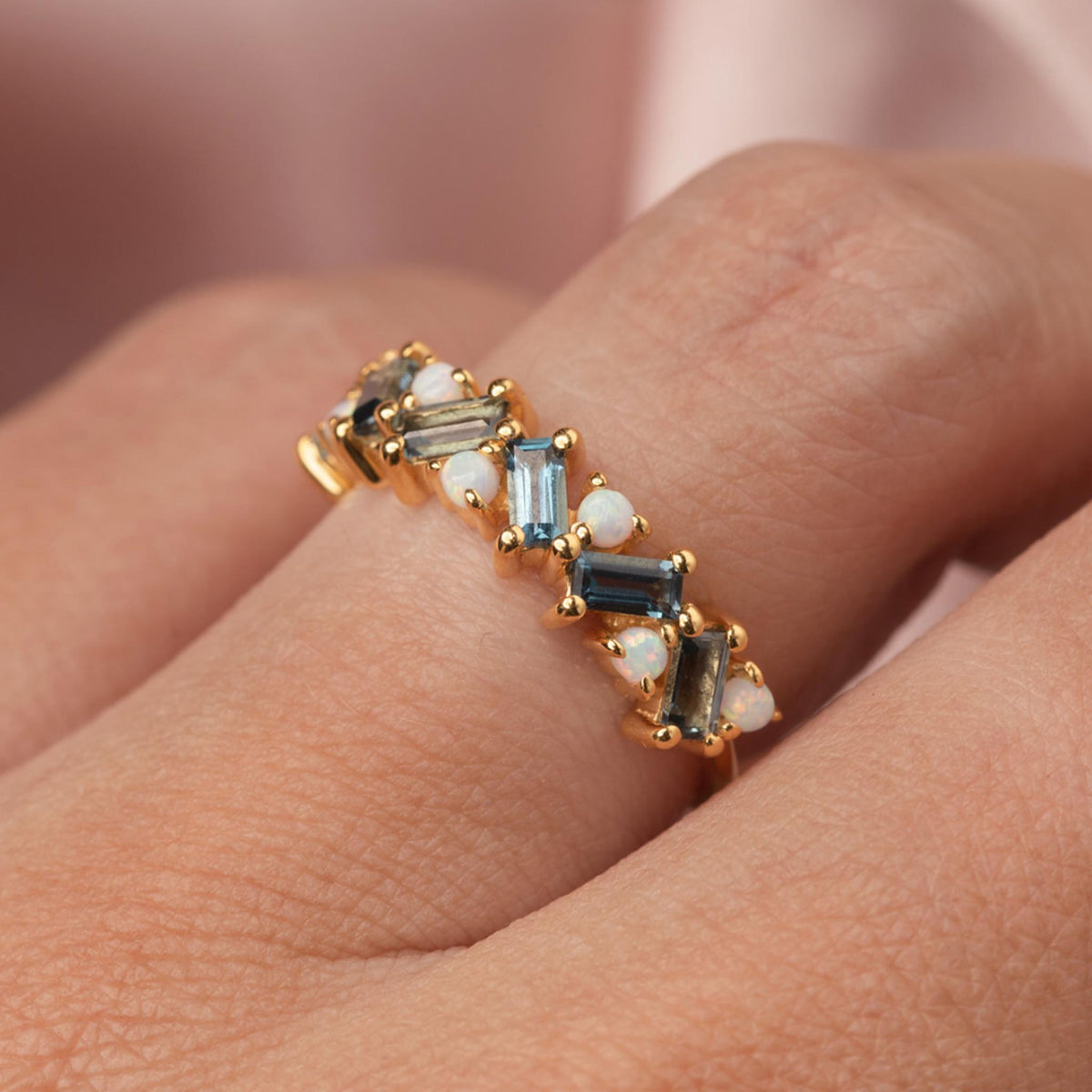 London Blue Topaz & Opal Fire on Ice Ring