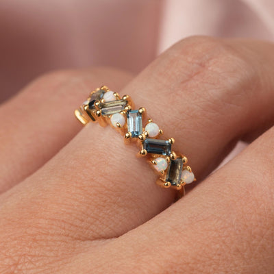 London Blue Topaz & Opal Fire on Ice Ring
