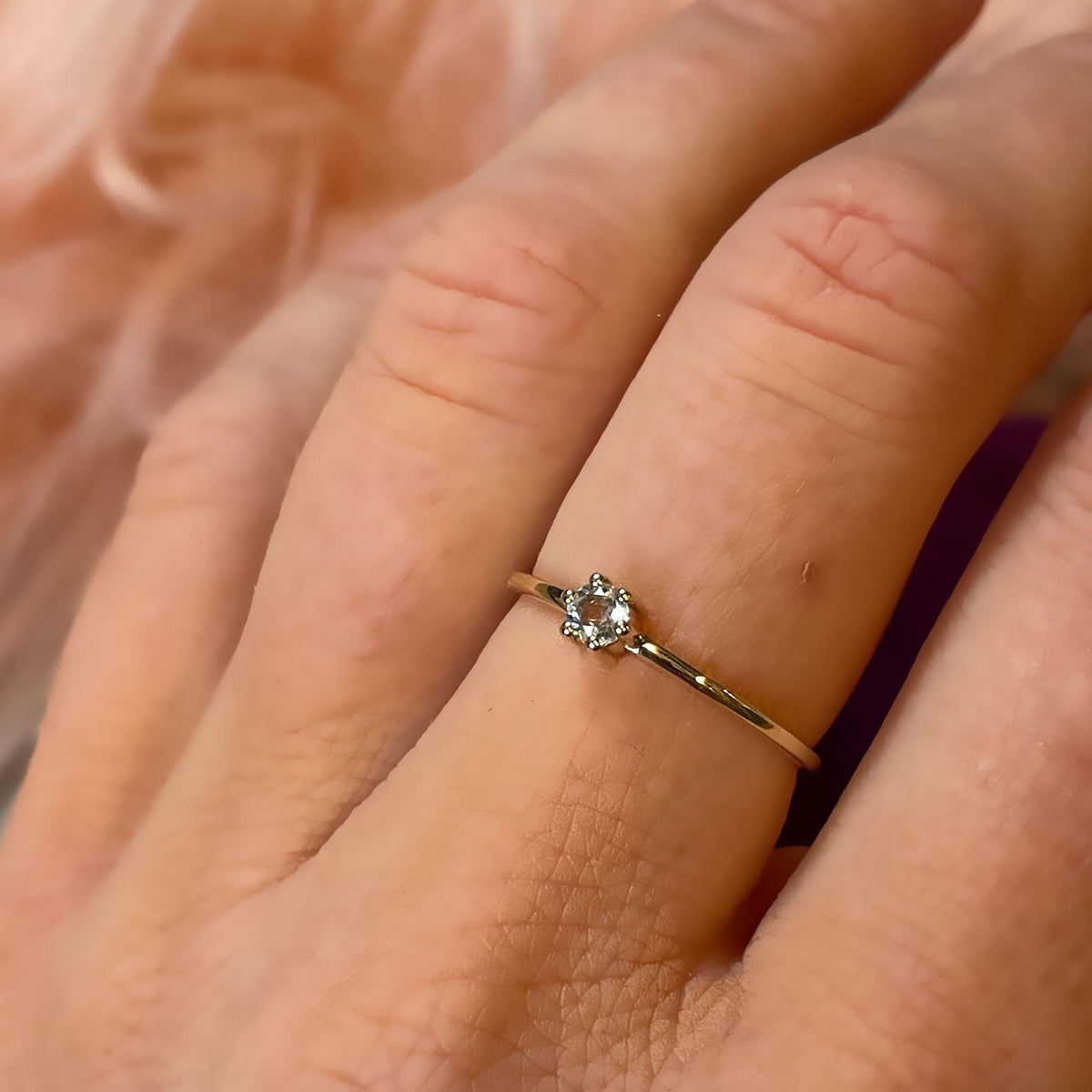 14kt Gold Aquamarine Point Ring