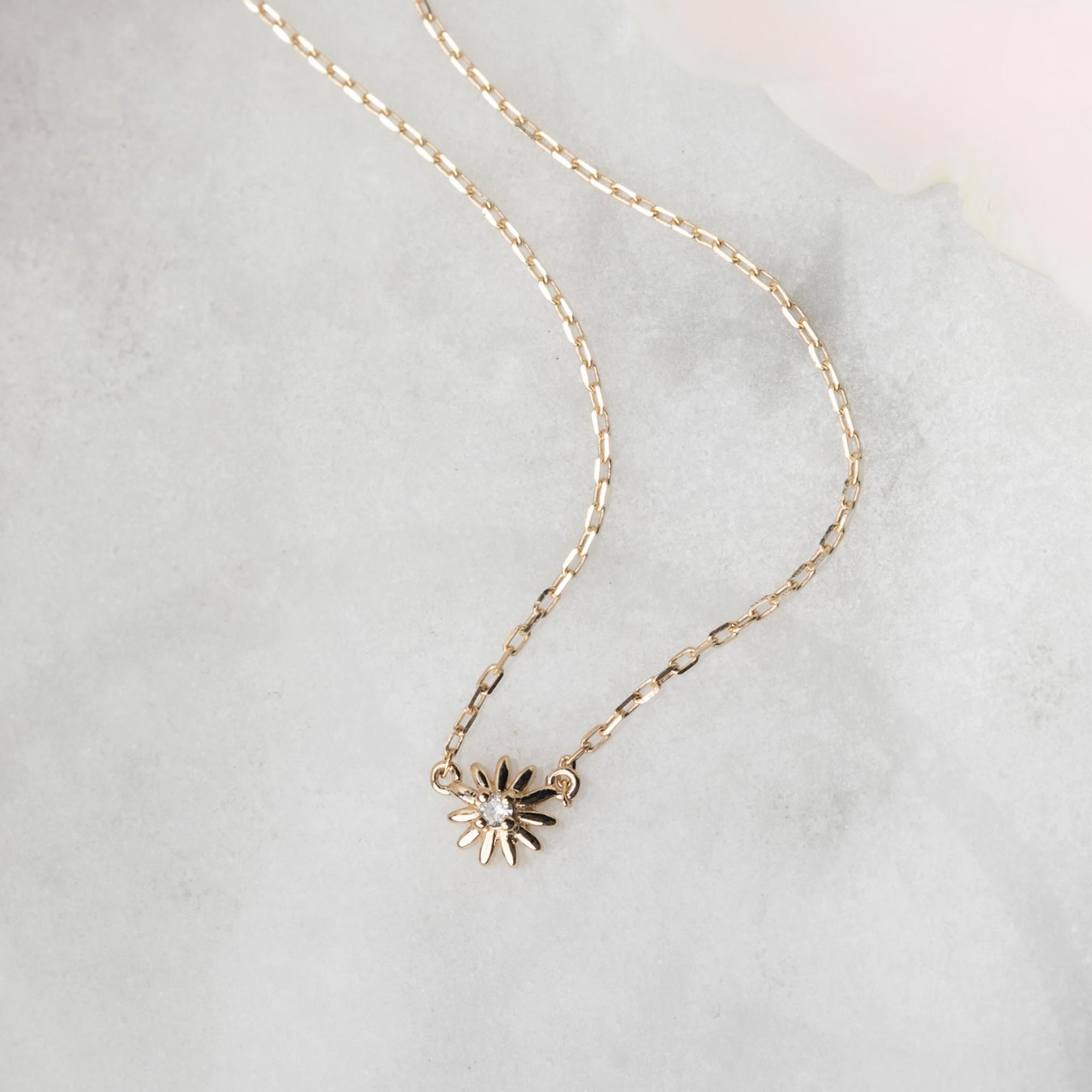 Solid Gold Diamond Daisy Pendant