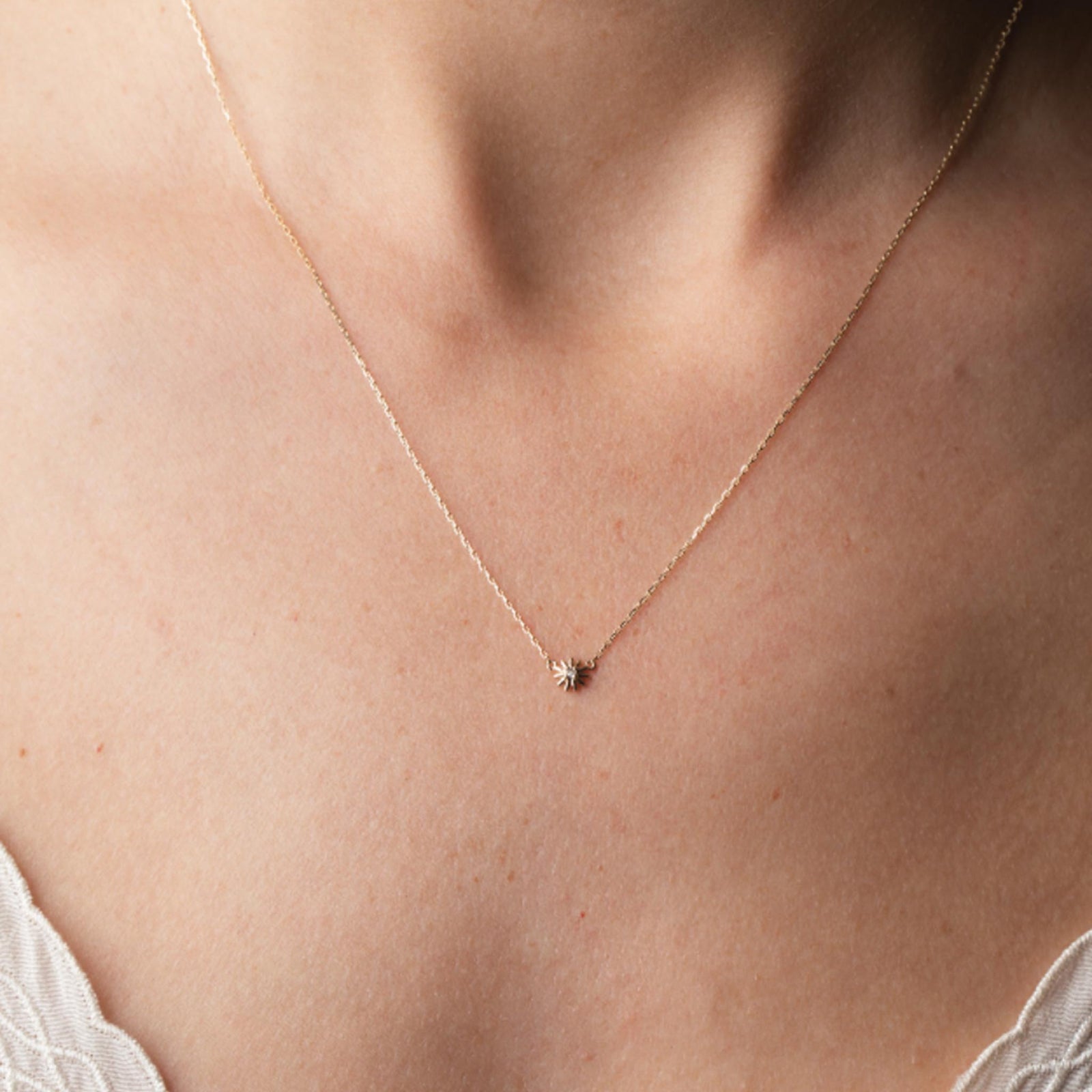 Solid Gold Diamond Daisy Pendant