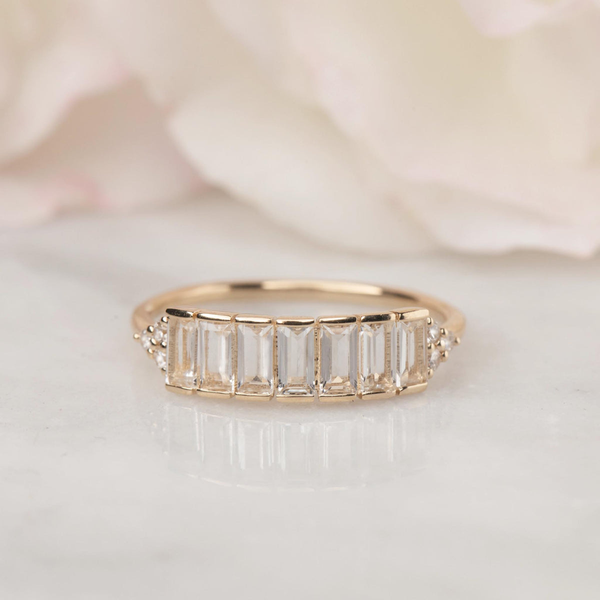 Solid Gold Diamond & Topaz Arch of Dreams Ring