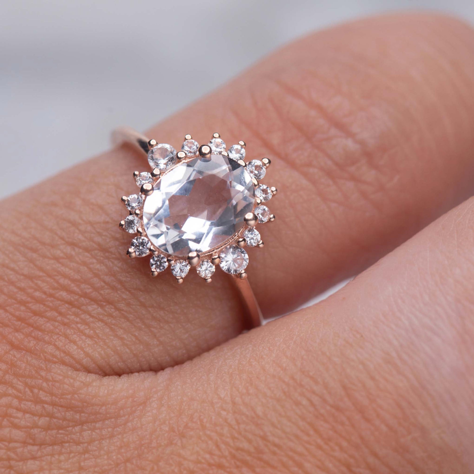 Solid Rose Gold Sapphire & Topaz Adeline Ring