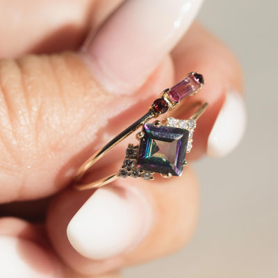 14kt Mystic Topaz Shield Ring