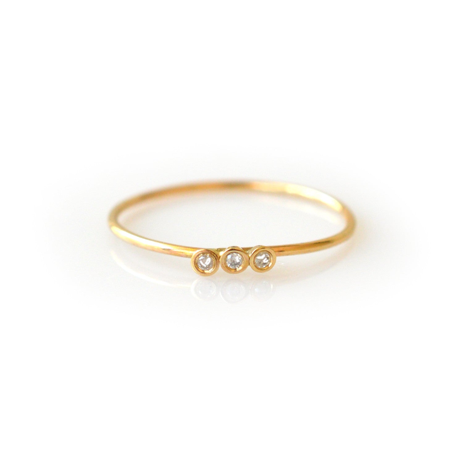 Solid Gold Diamond Trio Ring