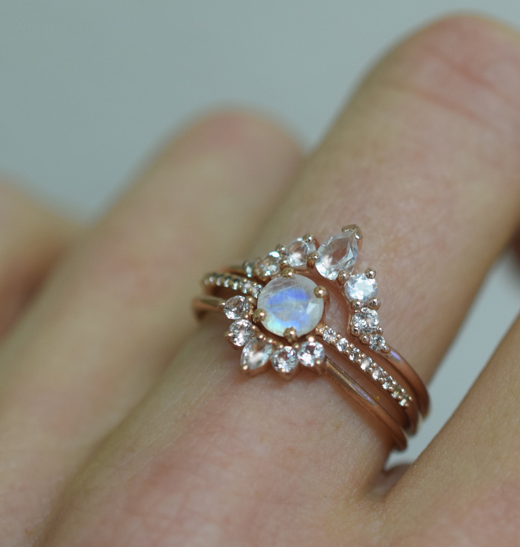 Rose Gold Vermeil Topaz & Moonstone Stacking Ring Set - La Kaiser