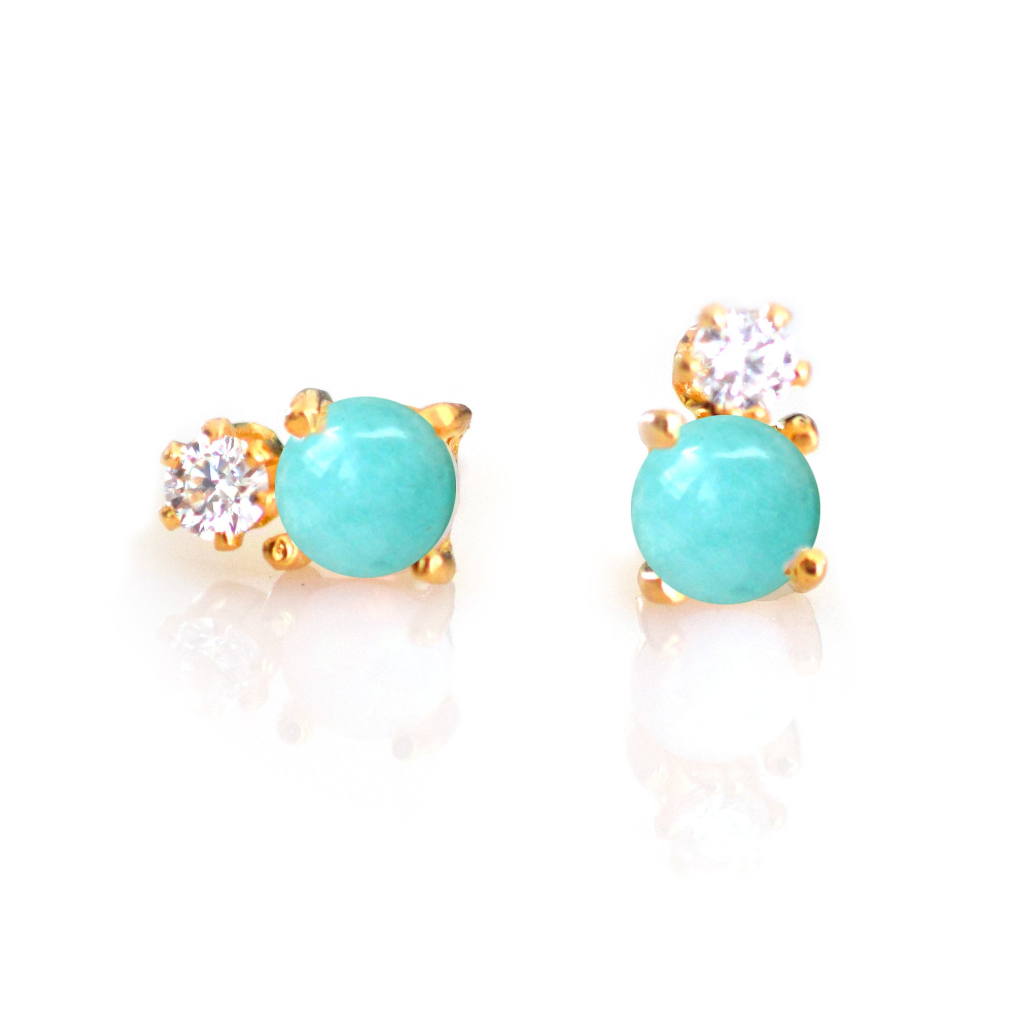 Turquoise and Diamond Doublet Studs