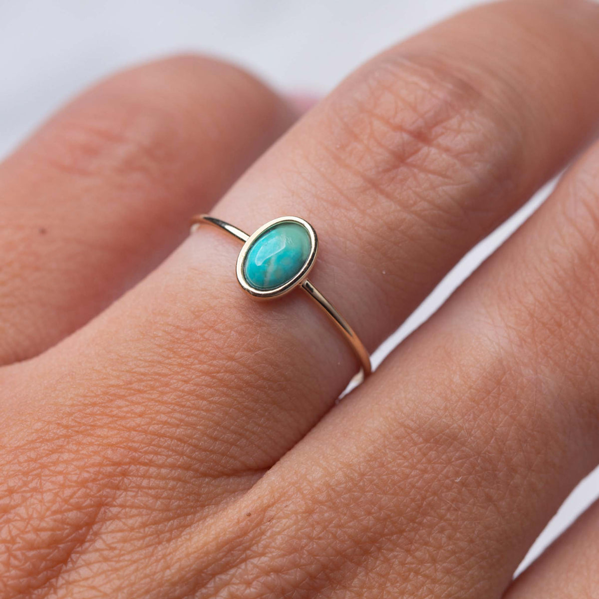 Solid Gold Mona Lisa Turquoise Ring