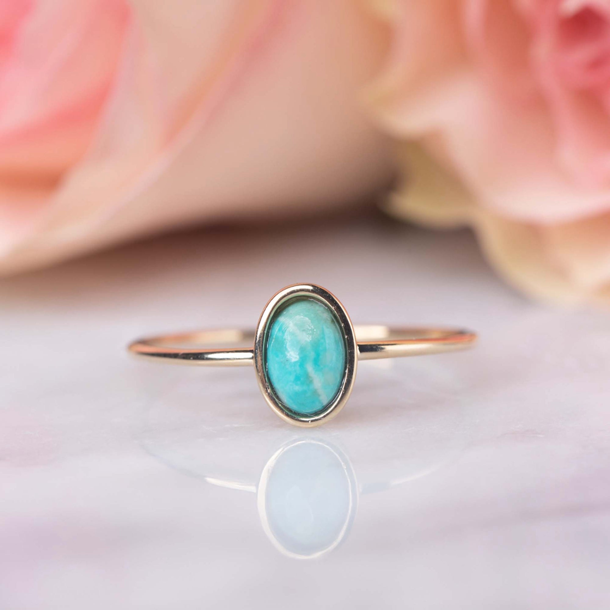 Solid Gold Mona Lisa Turquoise Ring