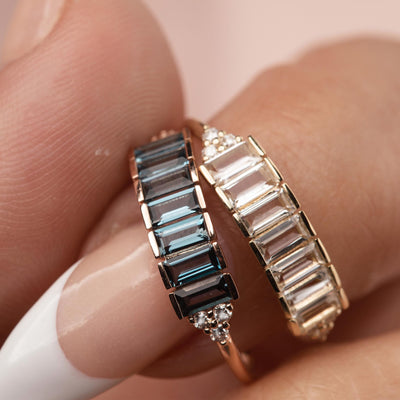 Solid Gold Diamond & Topaz Arch of Dreams Ring
