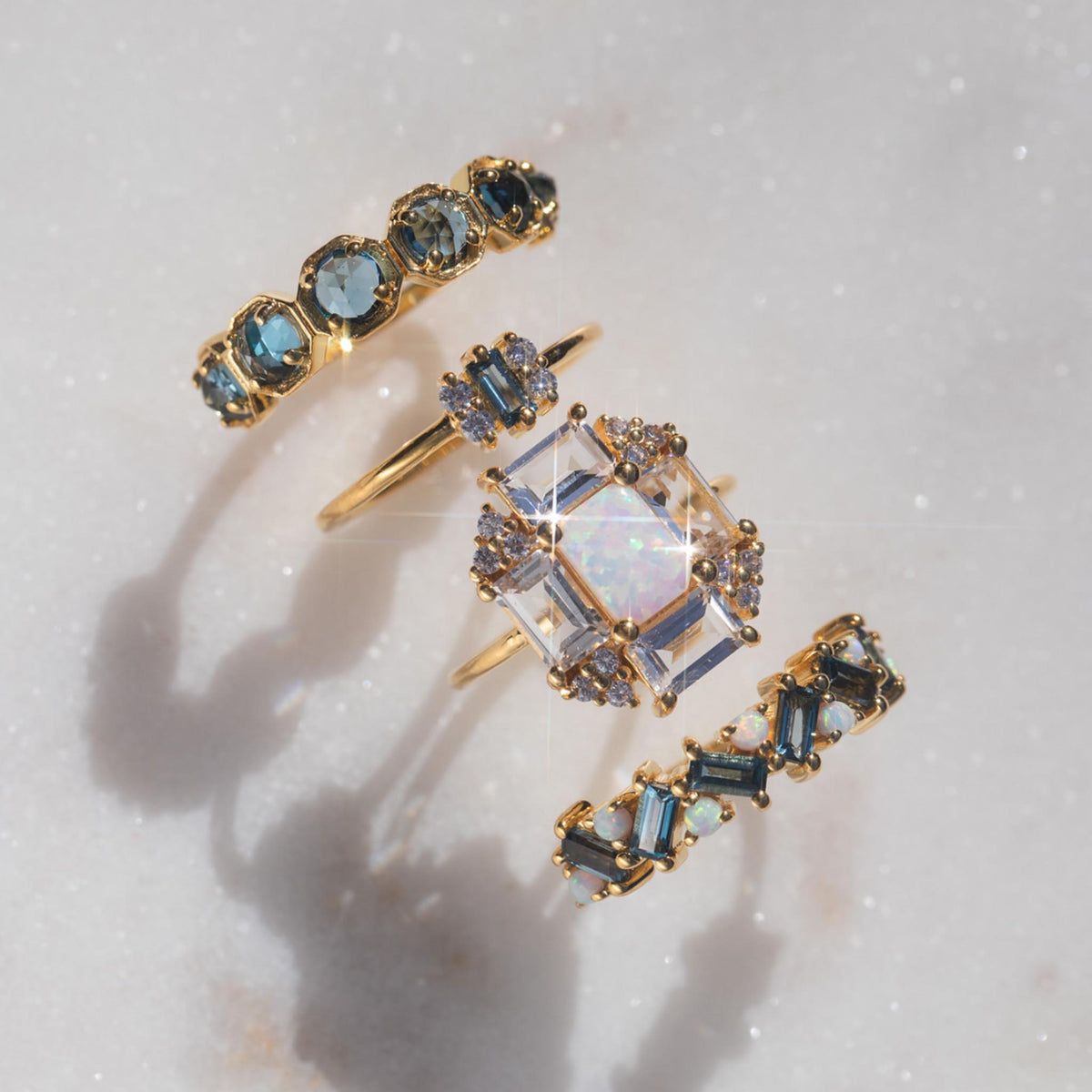 Rose Cut London Blue Topaz Prism Ring