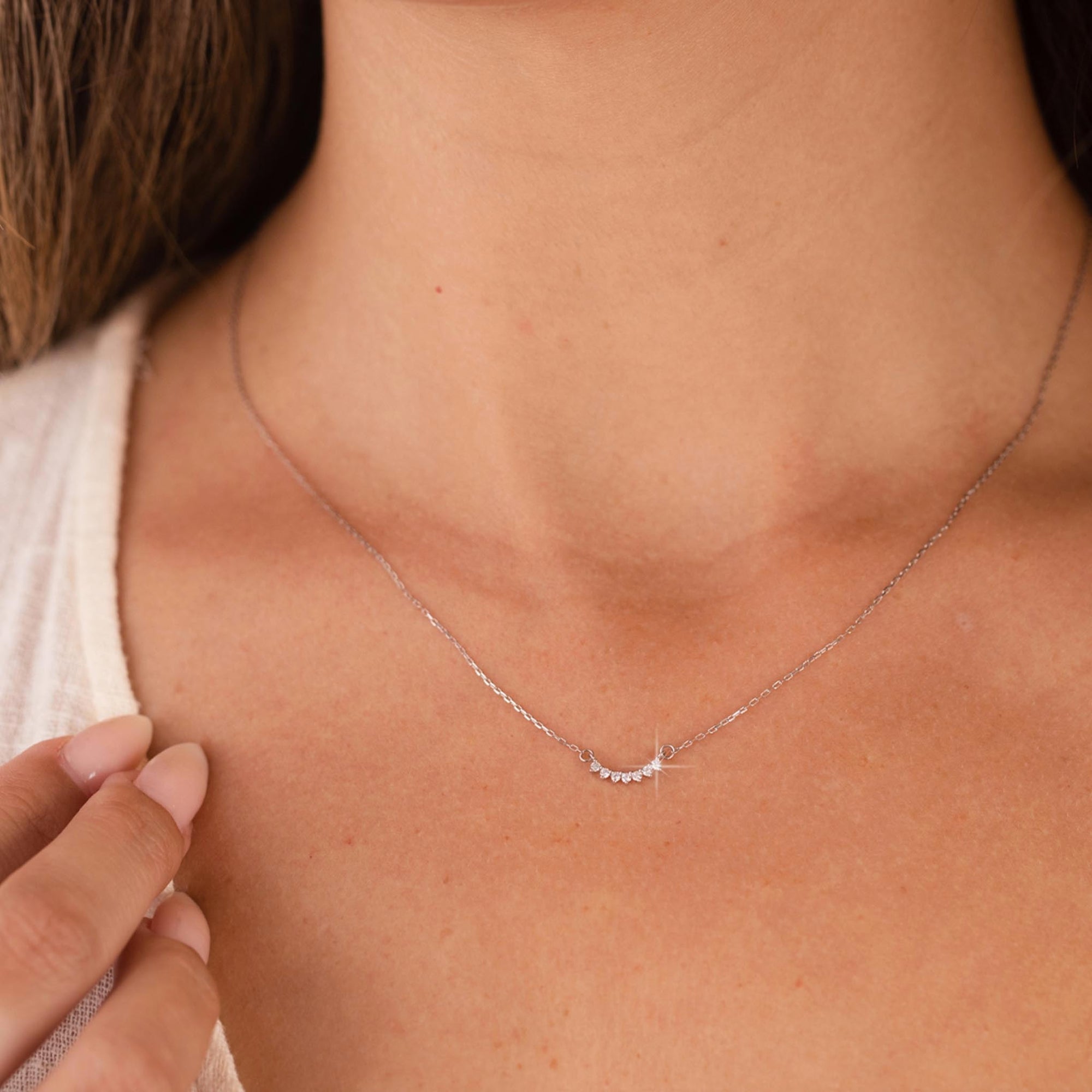 Solid White Gold Diamond Cascade Pendant