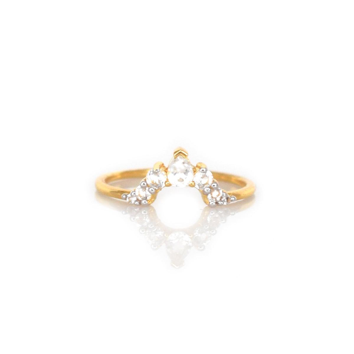 White Topaz Angels Arc Ring