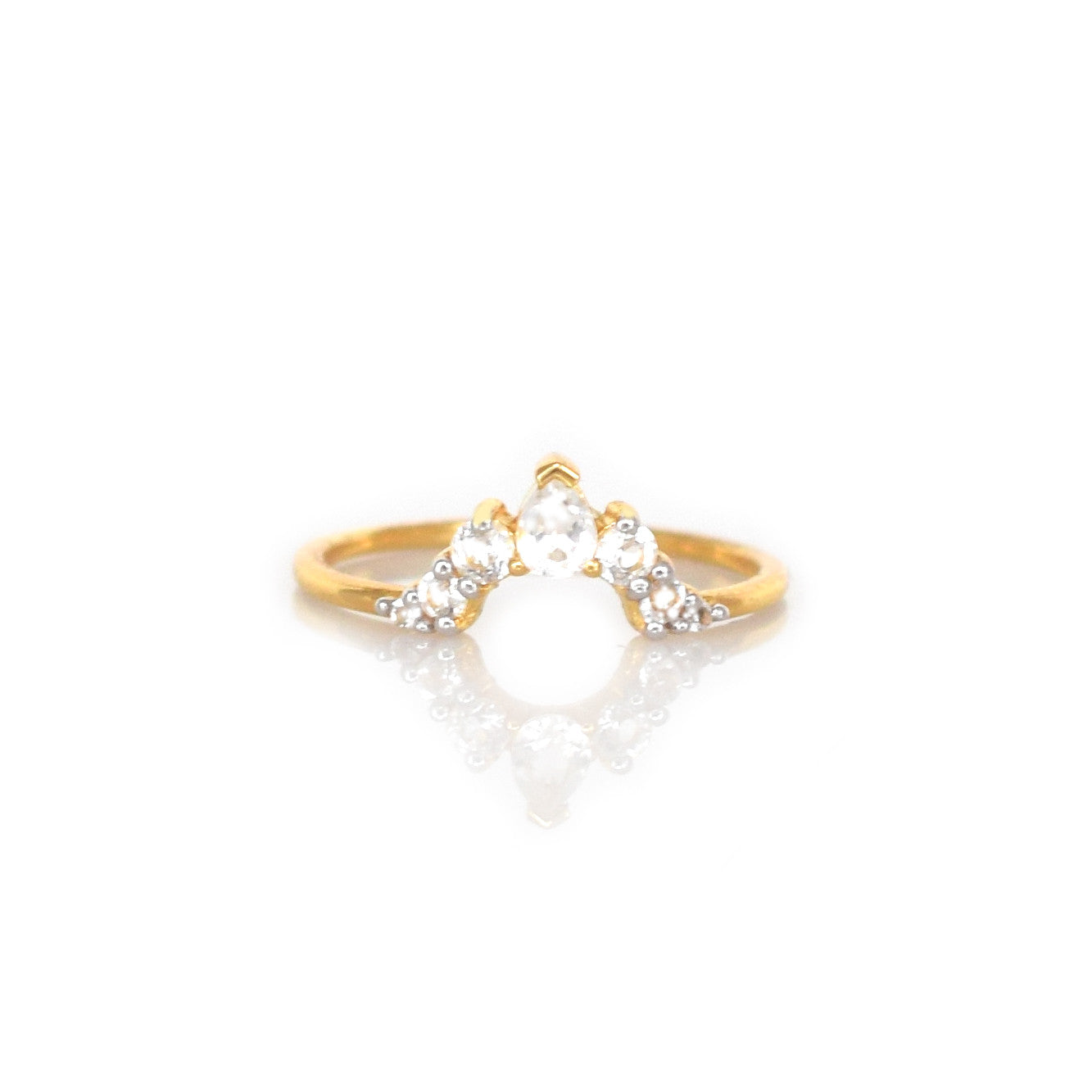 White Topaz Angels Arc Ring