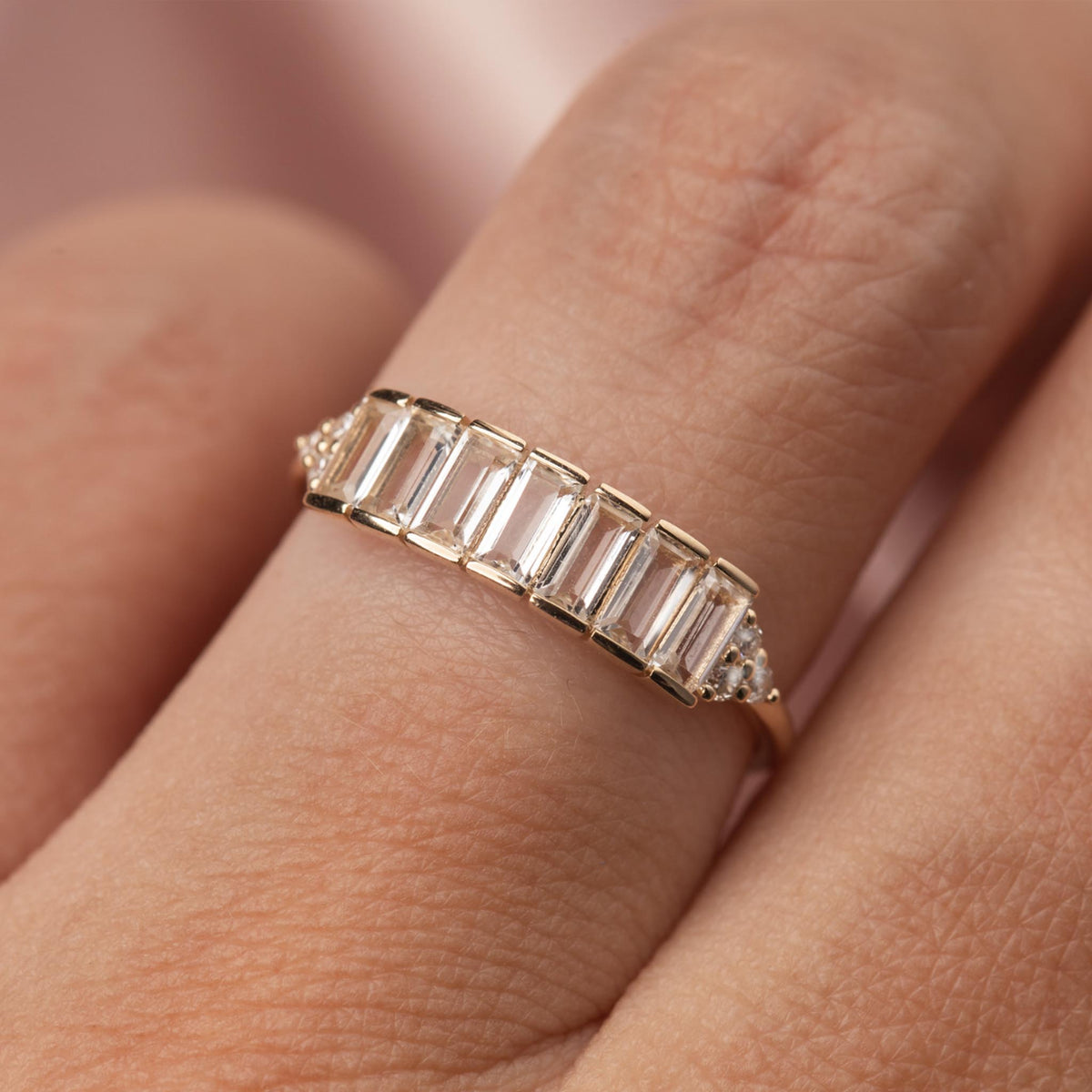Solid Gold Diamond & Topaz Arch of Dreams Ring